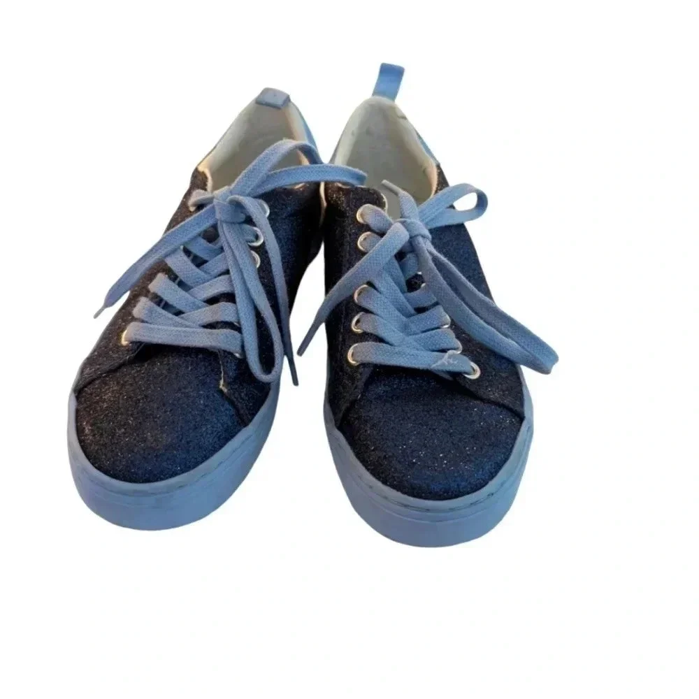 Old Navy Glitter Sparkle Girls Comfortable Sneakers Shoes Lace Up SZ 12 Blue